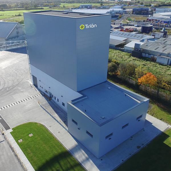 Aerial shot of tirlan Oat Factory in Portlaoise 