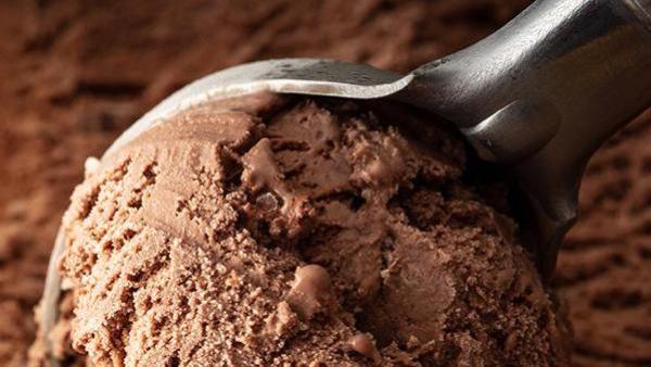 chocolate ice cream with scoop